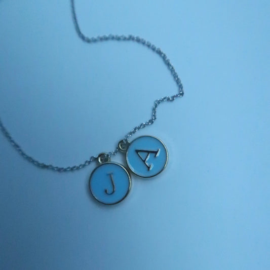 LOSTINCRUSH Customized BLUE Letter Necklace (2 letters)