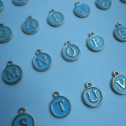 LOSTINCRUSH Two Customized BLUE Letter Necklaces (2 letters)