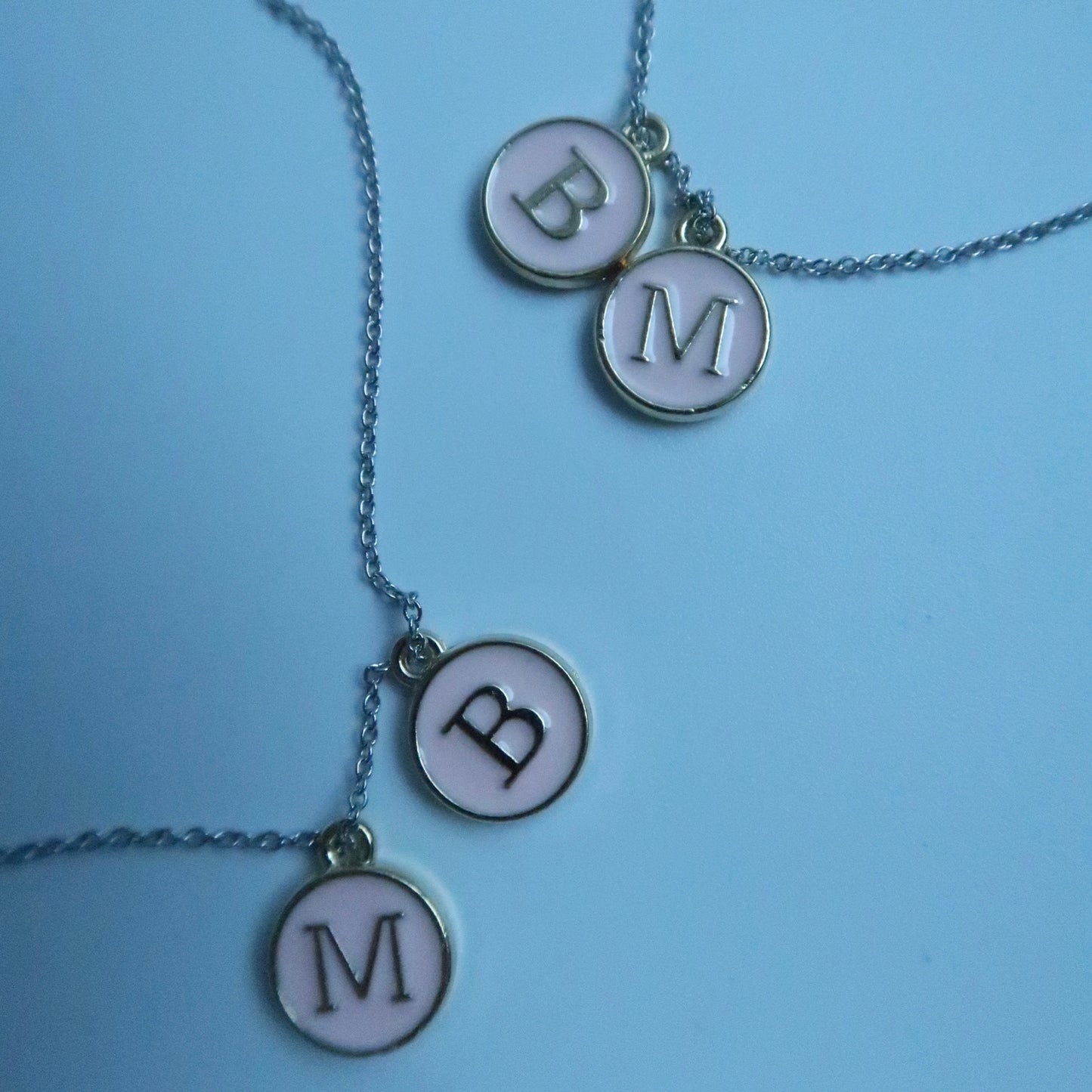 LOSTINCRUSH Two Customized PINK Letter Necklaces (2 letters)